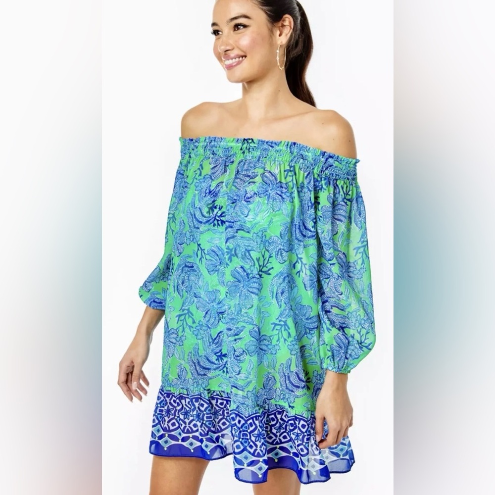 Lilly Pulitzer Maribeth Coverup Cabana Green Keepin It Reel Womens Size S